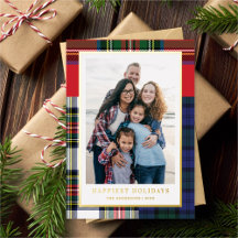 Chic Gemengde Tartan + Gouden Kerstfoto