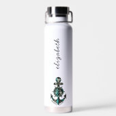 Chic genaamd Black & Blue Religiious Nautical Afbe Waterfles (Achterkant)