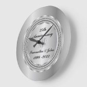 Chic Geometric 25th Silver Wedding Jubileum Lar Grote Klok (Hoek)