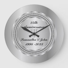 Chic Geometric 25th Silver Wedding Jubileum Lar Grote Klok