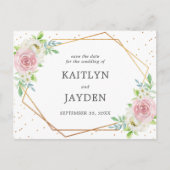 Chic Geometric Gold Foil Floral Save the Date Aankondigingskaart (Voorkant)