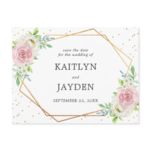Chic Geometric Gold Foil Floral Save the Date