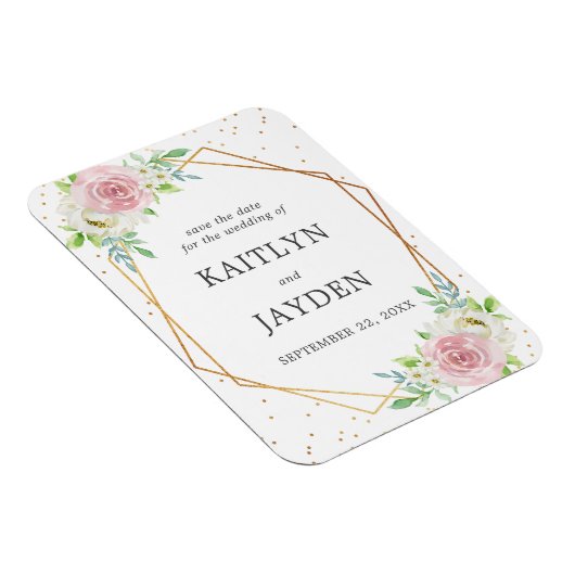 Chic Geometric Gold Foil Floral Save the Date Magneet (Rechterzijde)