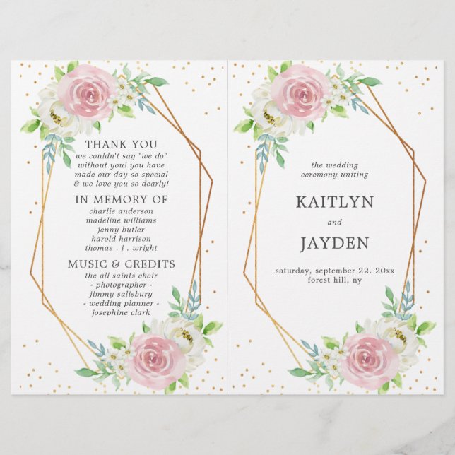 Chic Geometric Gold Foil Floral Wedding (Voorkant)