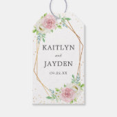 Chic Geometric Gold Foil Floral Wedding Cadeaulabel (Voorkant)