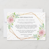 Chic Geometric Gold Foil Floral Wedding Detail Kaart (Voorkant)
