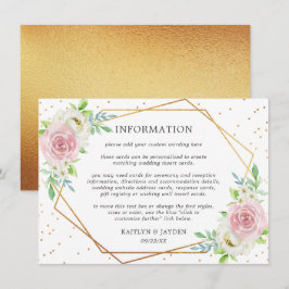 Chic Geometric Gold Foil Floral Wedding Detail Kaart