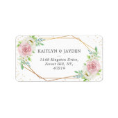 Chic Geometric Gold Foil Floral Wedding Etiket (Voorkant)