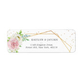 Chic Geometric Gold Foil Floral Wedding Etiket (Voorkant)