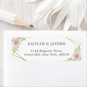 Chic Geometric Gold Foil Floral Wedding Etiket