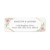 Chic Geometric Gold Foil Floral Wedding Etiket (Voorkant)