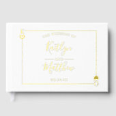 Chic Geometric Gold Foil Floral Wedding Gastenboek (Voorkant)
