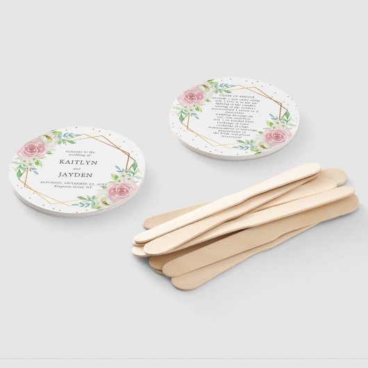 Chic Geometric Gold Foil Floral Wedding Handwaaier (Niet-gemonteerd)