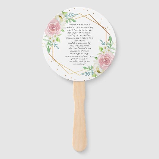 Chic Geometric Gold Foil Floral Wedding Handwaaier (Achterkant)