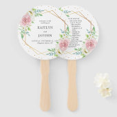 Chic Geometric Gold Foil Floral Wedding Handwaaier (Voorkant en achterkant)