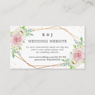 Chic Geometric Gold Foil Floral Wedding Informatiekaartje