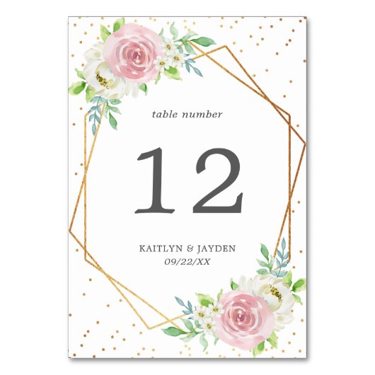 Chic Geometric Gold Foil Floral Wedding Kaart (Achterkant)