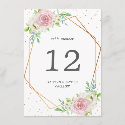 Chic Geometric Gold Foil Floral Wedding Kaart (Voorkant)