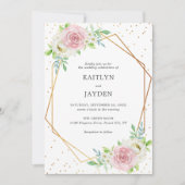 Chic Geometric Gold Foil Floral Wedding Kaart (Voorkant)