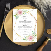 Chic Geometric Gold Foil Floral Wedding Menu