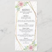 Chic Geometric Gold Foil Floral Wedding Menu (Voorkant)