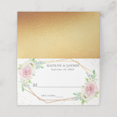 Chic Geometric Gold Foil Floral Wedding Plaatskaartje (Buitenkant ongevouwen)