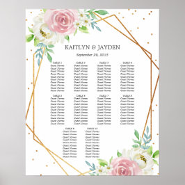 Chic Geometric Gold Foil Floral Wedding Poster