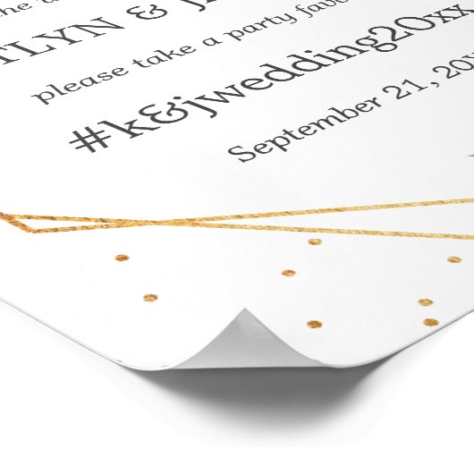 Chic Geometric Gold Foil Floral Wedding Poster (Hoek)