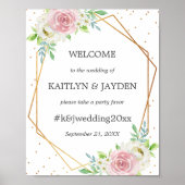 Chic Geometric Gold Foil Floral Wedding Poster (Voorkant)