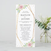 Chic Geometric Gold Foil Floral Wedding Programmakaart (Staand voorkant)