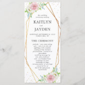 Chic Geometric Gold Foil Floral Wedding Programmakaart (Voorkant)