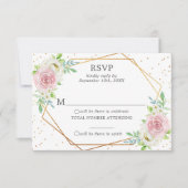 Chic Geometric Gold Foil Floral Wedding RSVP Kaart (Voorkant)