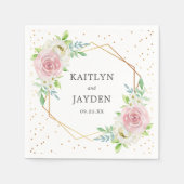 Chic Geometric Gold Foil Floral Wedding Servet (Voorkant)