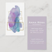 *~* Chic Geometric Gold Paarse Magenta Waterverf Visitekaartje (Voorkant / Achterkant)