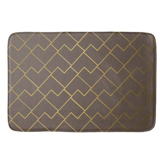 Chic Geometric Golden Coffee Chocolade Brown Badmat (Voorkant)
