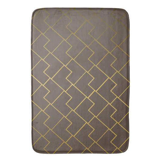Chic Geometric Golden Coffee Chocolade Brown Badmat (Voorkant Verticaal)