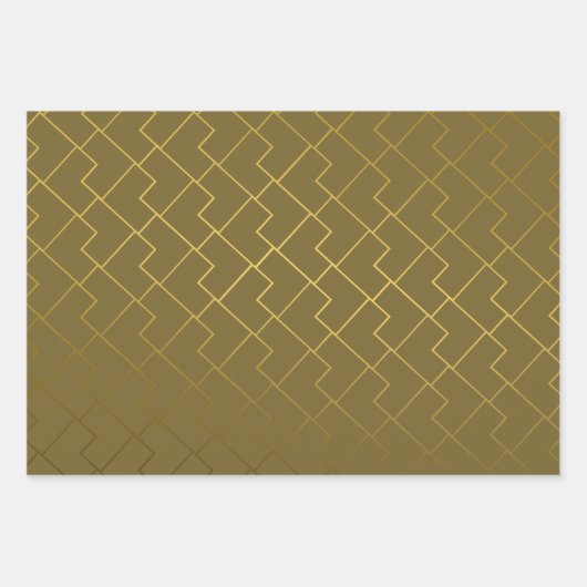 Chic Geometric Golden Coffee Chocolade Brown Inpakpapier Vel (Voorkant)