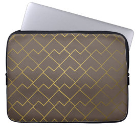Chic Geometric Golden Coffee Chocolade Brown Laptop Sleeve