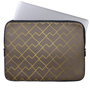 Chic Geometric Golden Coffee Chocolade Brown Laptop Sleeve