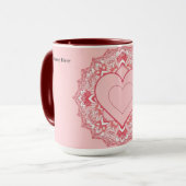 Chic Geometric Heart Mandala Personalized Mok (Voorkant links)