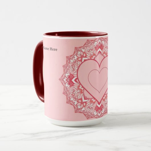 Chic Geometric Heart Mandala Personalized Mok (Voorkant links)