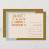 Chic Geometric Light Blue and Olive Wedding Kaart (Voorkant / Achterkant)