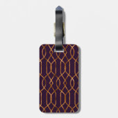 Chic Geometric Paars Gold Lattice Patroon Bagagelabel (Achterkant verticaal)