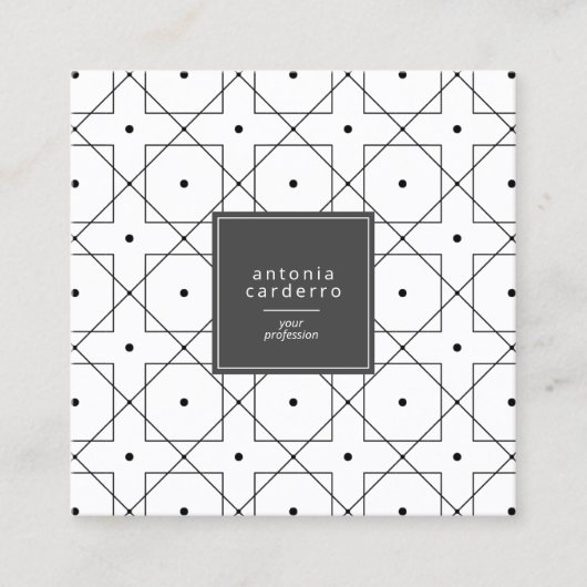 Chic Geometric Pattern Squared Black/White ID799 Vierkante Visitekaartje (Voorkant)