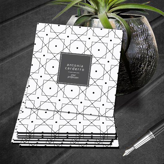 Chic Geometric Pattern Squared Black/White ID799 Vierkante Visitekaartje