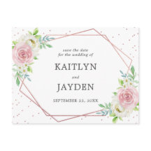 Chic Geometric Roos Gold Foil Floral Save the Date