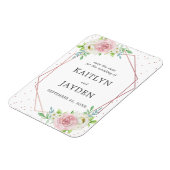 Chic Geometric Roos Gold Foil Floral Save the Date Magneet (Linkerzijde)