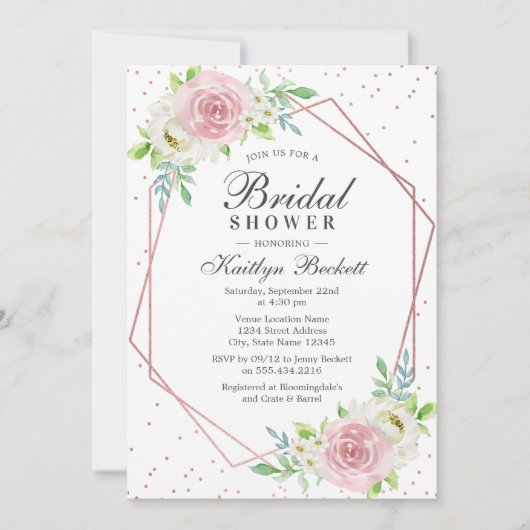 Chic Geometric Roos Gold Foil Floral Vrijgezellenf Kaart (Voorkant)