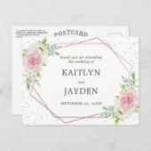 Chic Geometric Roos Gold Foil Floral Wedding Briefkaart (Voorkant / Achterkant)