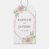 Chic Geometric Roos Gold Foil Floral Wedding Cadeaulabel (Voorkant)